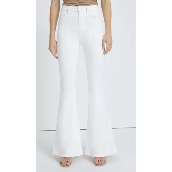 7 For All Mankind Megaflare Jeans White‎ Flare Leg Denim Size 29 NWT Y2K Disco - Picture 1 of 11